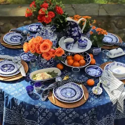 Kirklands Home Pip Vintage Blue Floral Napkin Rings, Set of 4 Clearance