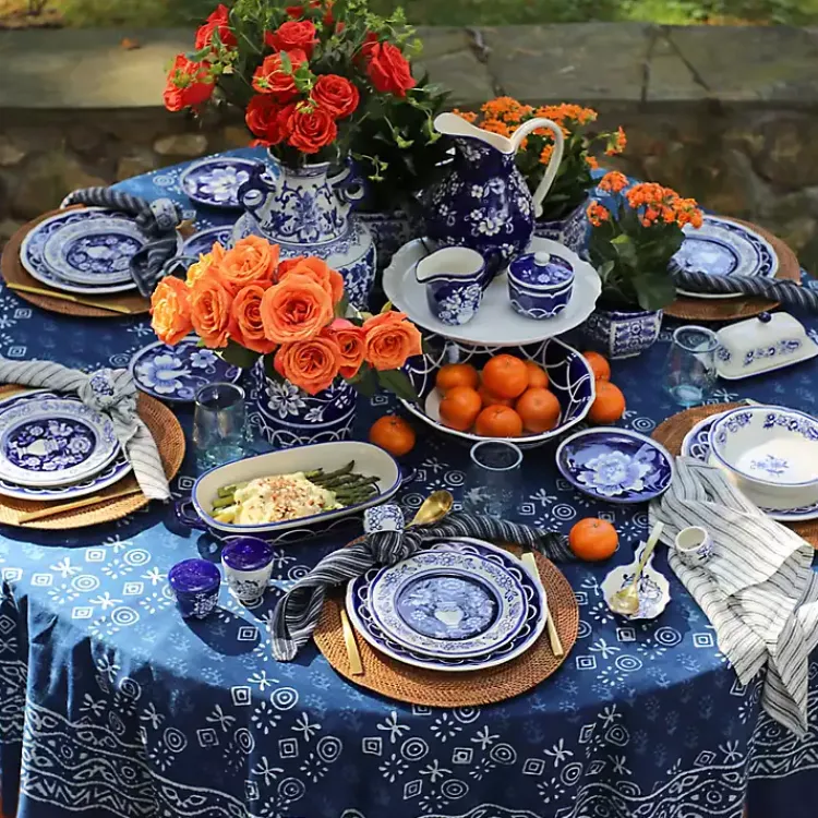 Kirklands Home Pip Vintage Blue Floral Serving Platter Discount