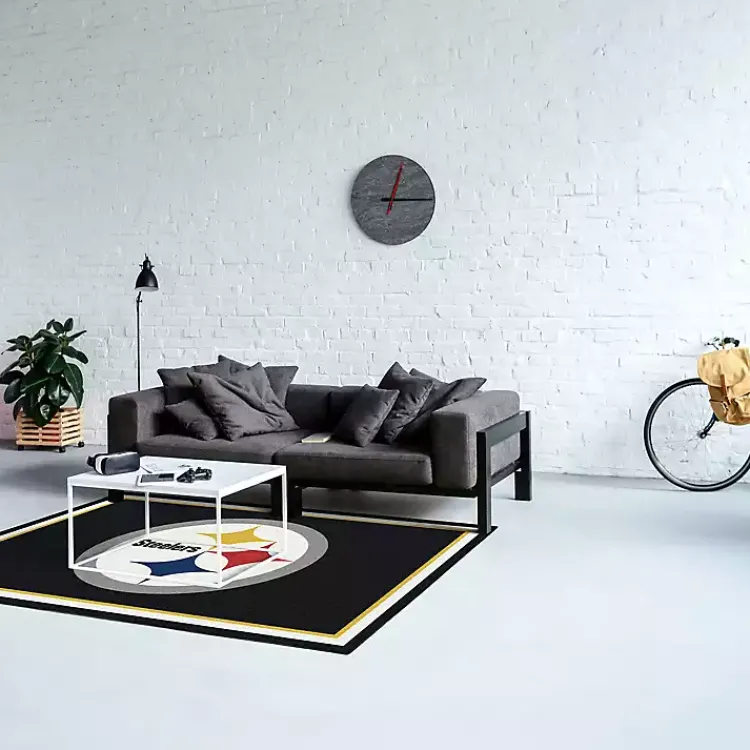 Kirklands Home Pittsburgh Steelers Area Rug, 4x6 Black Sale
