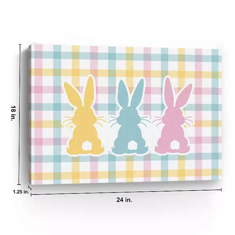 Easter Decorations>Kirklands Home Plaid Bunny Trio Canvas Art Print