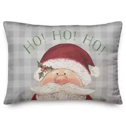 Christmas Pillows>Kirklands Home Plaid Ho Ho Ho Santa Claus Pillow