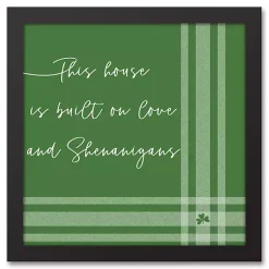 St Patricks Day Decorations>Kirklands Home Plaid Love & Shenanigans Framed Canvas Wall Art