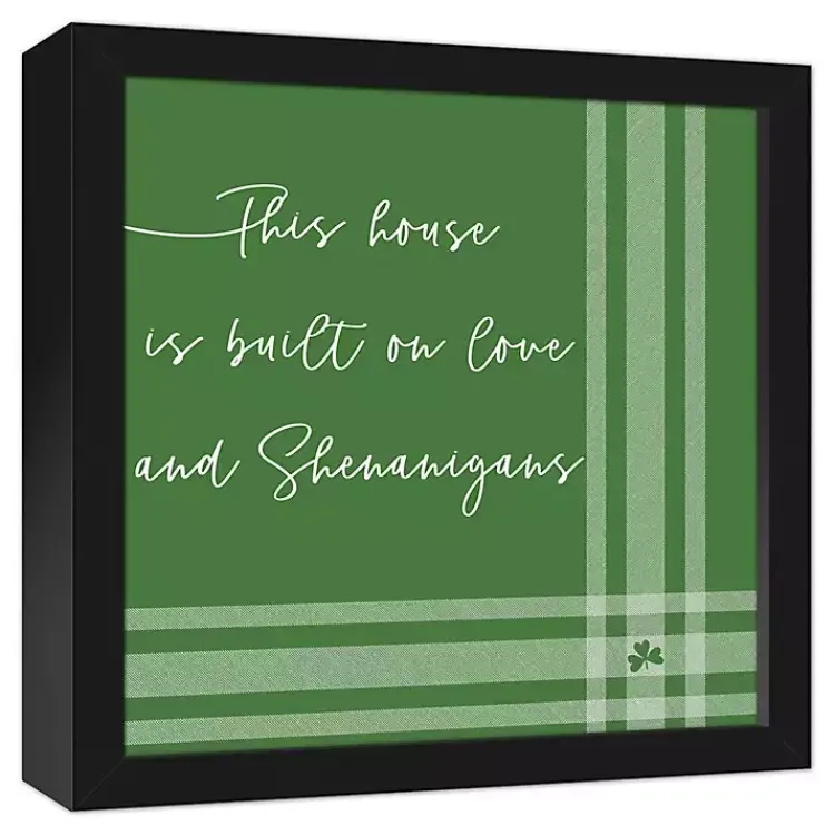 St Patricks Day Decorations>Kirklands Home Plaid Love & Shenanigans Framed Canvas Wall Art