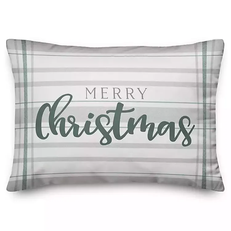 Christmas Pillows>Kirklands Home Plaid Merry Christmas Pillow Green