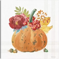 Fall>Kirklands Home Plaid Pumpkin Florals Canvas Art Print