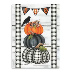 Halloween>Kirklands Home Plaid Stacked Pumpkins Canvas Art Print, 24x32