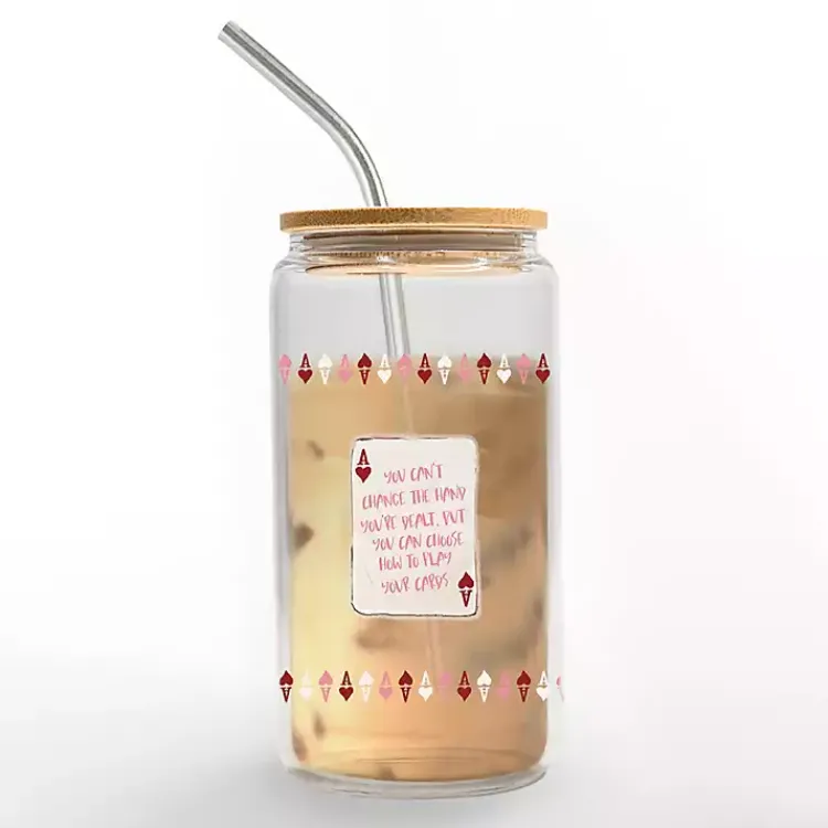 Kirklands Home Play Your Cards Glass Tumber Pink Sale