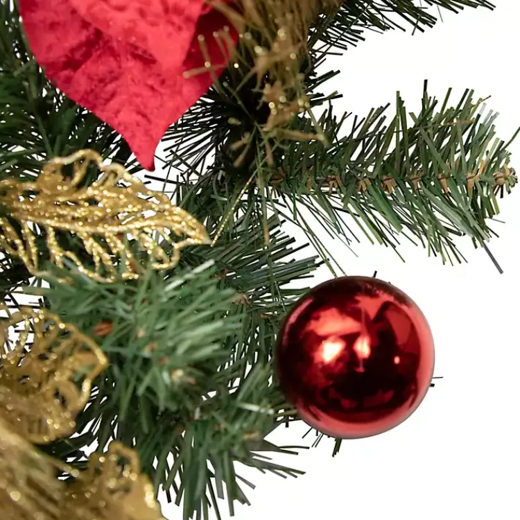 Christmas Wreaths>Kirklands Home Poinsettia and Ornament Wreath