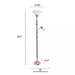Kirklands Home Polished Rose Gold and White Reading Arm Torchiere Pink Sale