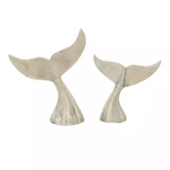 Statues & Figurines>Kirklands Home Polished Whale Fin 2-pc. Figurine Set Silver