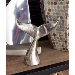 Statues & Figurines>Kirklands Home Polished Whale Fin 2-pc. Figurine Set Silver