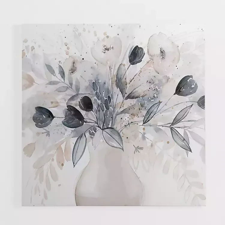 Kirklands Home Pop of Blue Floral Canvas Art Print Clearance