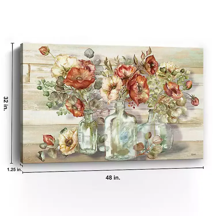 Kirklands Home Poppies and Eucalyptus Canvas Art Print, 48x32 in. Multi New