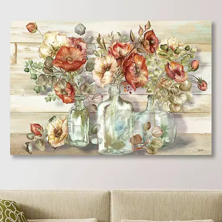 Kirklands Home Poppies and Eucalyptus Canvas Art Print, 48x32 in. Multi New