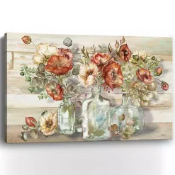 Kirklands Home Poppies and Eucalyptus Canvas Art Print, 60x40 in. Tan New