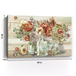 Kirklands Home Poppies and Eucalyptus Canvas Art Print, 60x40 in. Tan New