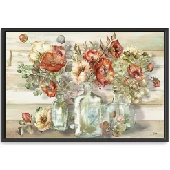 Kirklands Home Poppies and Eucalyptus Framed Giclee Canvas Print Multi Discount