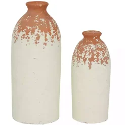 Vases>Kirklands Home Porcelain and Terracotta Textured Vases, Set of 2