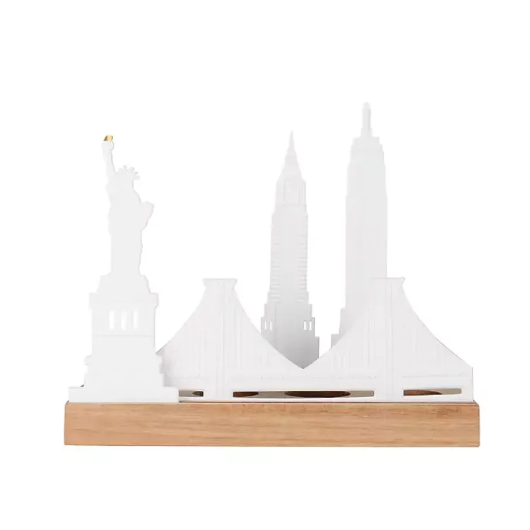 Candle Holders>Kirklands Home Porcelain and Wood NYC Tealight Candle Holder
