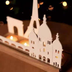 Candle Holders>Kirklands Home Porcelain and Wood Paris Tealight Candle Holder