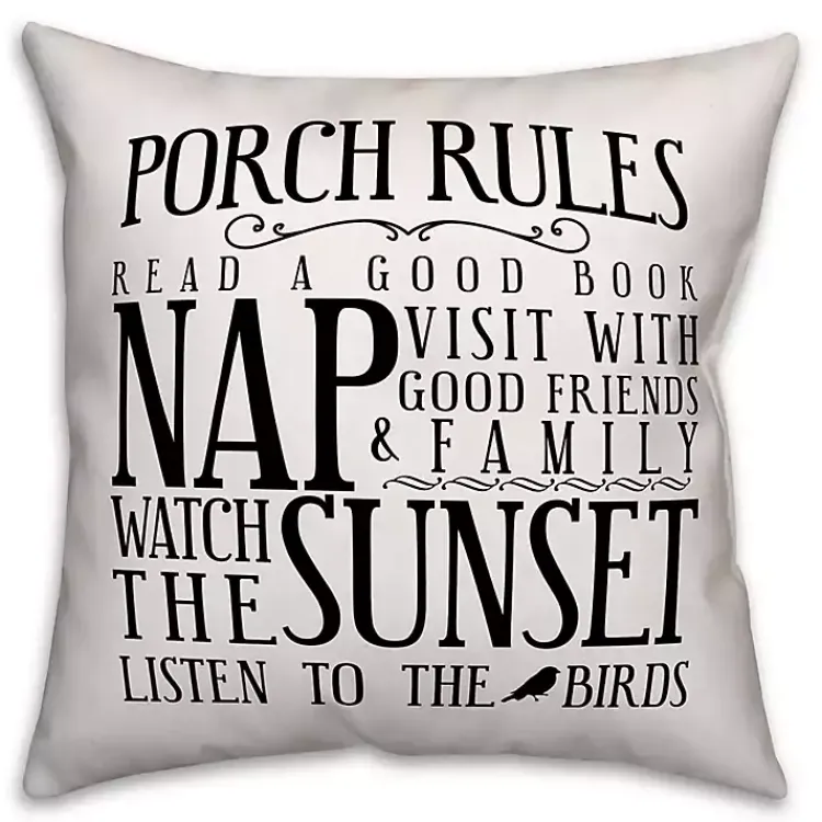 Kirklands Home Porch Rules Outdoor Pillow Clearance