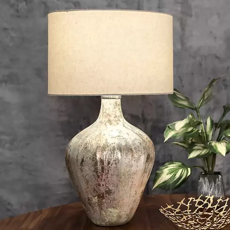 Kirklands Home Porcini Mottled Glass Table Lamp Tan Hot