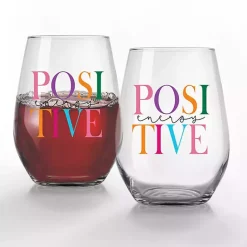 Kirklands Home Positive Energy Stemless Wine Glasses, Set of 2 Multi Outlet