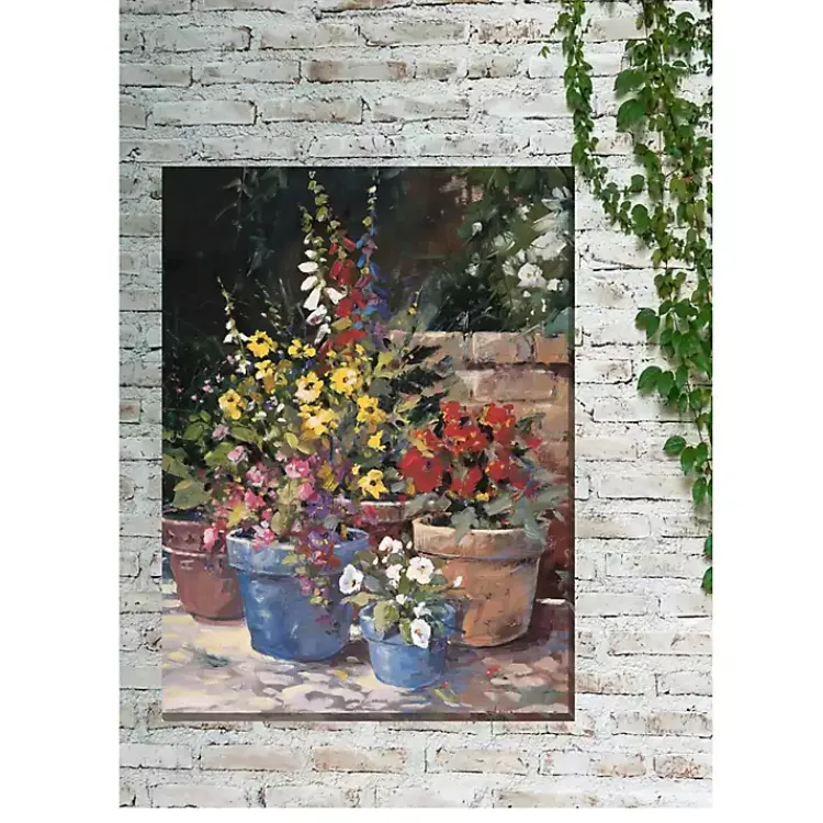 Kirklands Home Potted Flowers Outdoor Canvas Art Print Multi Hot