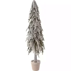 Christmas Arrangements & Garland>Kirklands Home Potted Soft Touch Snowy Norfolk Pine Tree, 48 in.