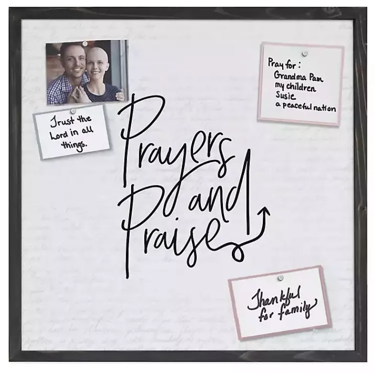 Memo & Chalkboards>Kirklands Home Prayers and Praise Framed Pinboard Black