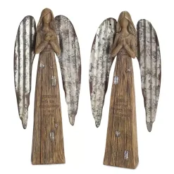 Christmas Decorations>Kirklands Home Praying Galvanized Angel Figurines, Set of 2 Brown