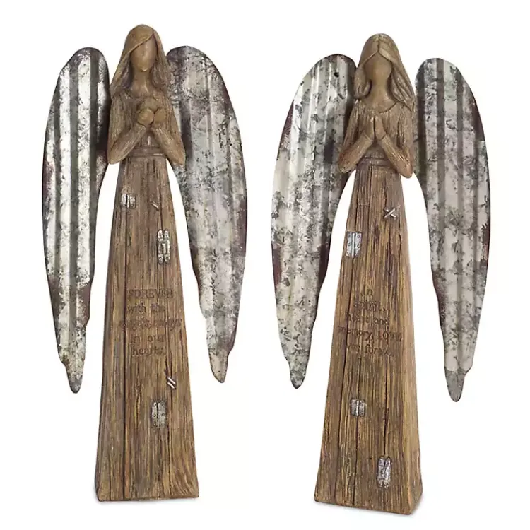 Christmas Decorations>Kirklands Home Praying Galvanized Angel Figurines, Set of 2 Brown