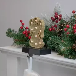 Christmas Stockings & Stocking Holders>Kirklands Home Pre-lit Angel Christmas Stocking Holder Gold