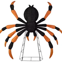 Halloween>Kirklands Home Pre-Lit Black and Orange Outdoor Spider Decoration