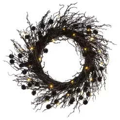 Halloween>Kirklands Home Pre-Lit Deadwood Wreath Black