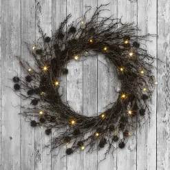 Halloween>Kirklands Home Pre-Lit Deadwood Wreath Black
