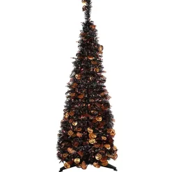 Halloween>Kirklands Home Pre-Lit Halloween Pumpkin Tree, 4 ft. Black