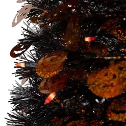 Halloween>Kirklands Home Pre-Lit Halloween Pumpkin Tree, 4 ft. Black