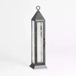 Lanterns>Kirklands Home Pre-Lit Metal Twinkle Lights Lantern, 18 in. Black