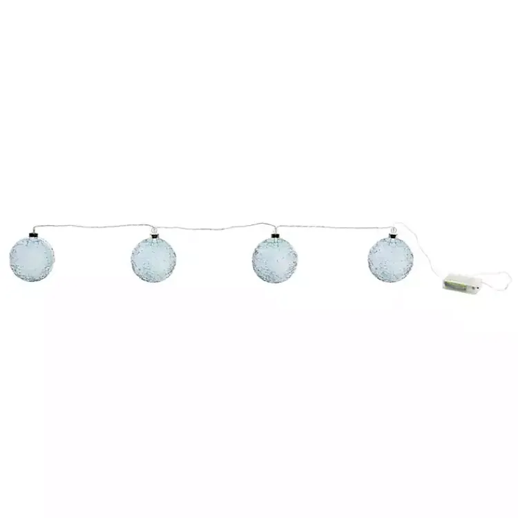 Christmas Tree Decorations>Kirklands Home Pre-Lit Crackle Glass Ornament Garland Blue