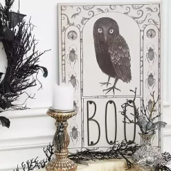 Halloween>Kirklands Home Pre-Lit Boo Owl Halloween Canvas Art Print