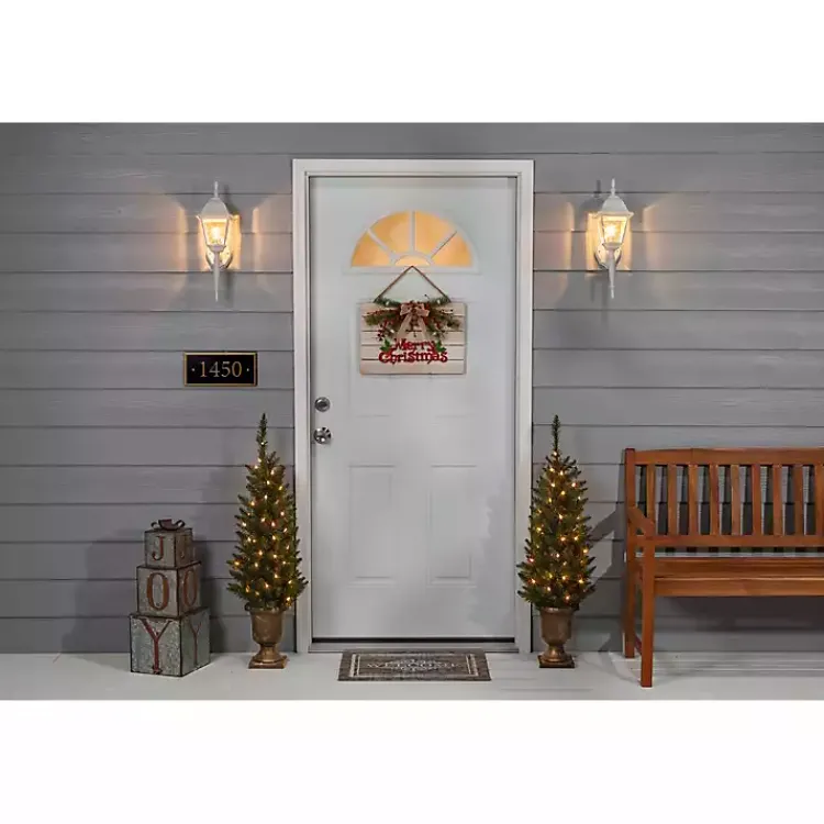 Christmas Arrangements & Garland>Kirklands Home Pre-Lit Cedar Pine Christmas Trees, Set of 2 Green