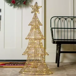Outdoor Christmas Decorations>Kirklands Home Pre-Lit Champagne Glitter Christmas Tree, 41 in. Gold