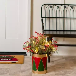 Arrangements & Greenery>Kirklands Home Pre-Lit Christmas Arrangement in Drum Vase, 21 in.