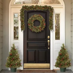 Christmas Wreaths>Kirklands Home Pre-Lit Christmas Tree and Wreath 4-pc. Set Green