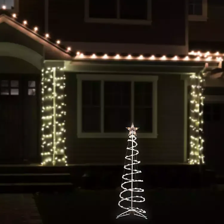 Outdoor Christmas Decorations>Kirklands Home Pre-Lit Clear White Spiral Tree, 4 ft.