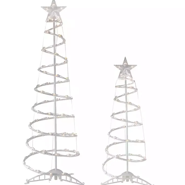 Outdoor Christmas Decorations>Kirklands Home Pre-Lit Clear Spiral Trees, Set of 2 White