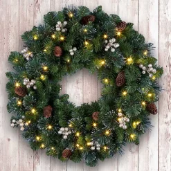 Christmas Wreaths>Kirklands Home Pre-Lit Crestwood Gold Spruce Christmas Wreath