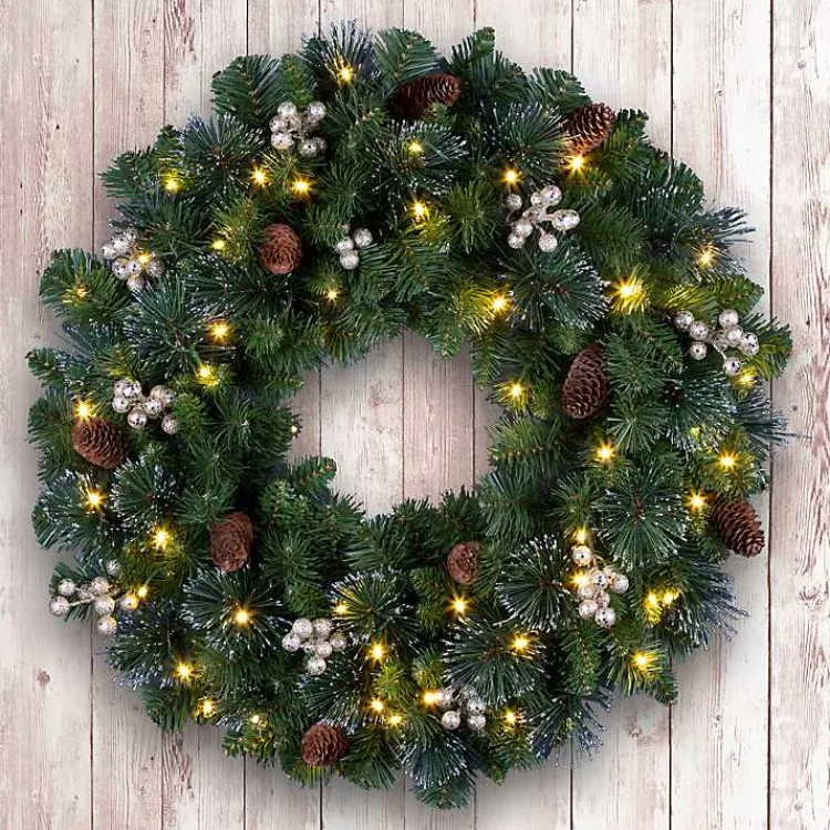 Christmas Wreaths>Kirklands Home Pre-Lit Crestwood Gold Spruce Christmas Wreath