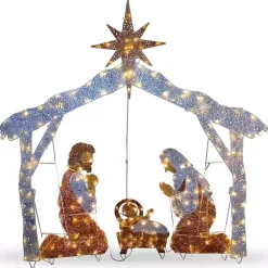 Outdoor Christmas Decorations>Kirklands Home Pre-Lit Crystal Sisal Nativity Scene